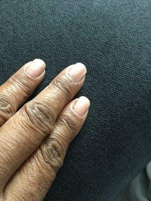 My nails when I left the shop. Told the man-manicurist that I didn't like my gel polish.