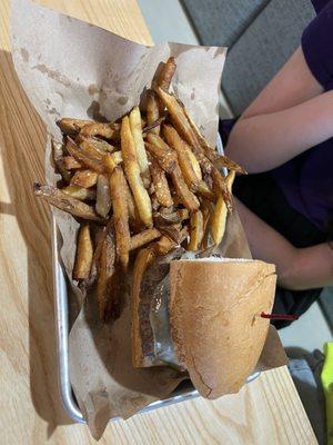 Gluten free burger with provolone and mushrooms