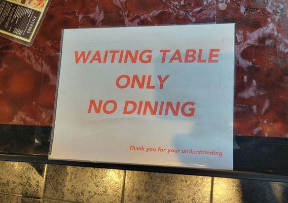 One table for "waiting  only"