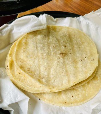 Hot corn tortillas that comes with the Molcajete.