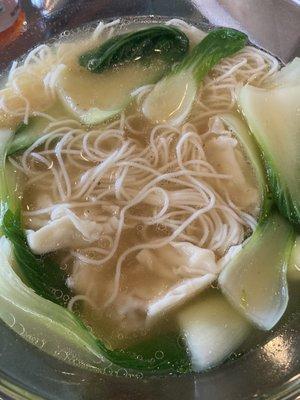 Wonton noodle soup - wontons flavorful, clean broth, just wished the noodles were thicker and more qq