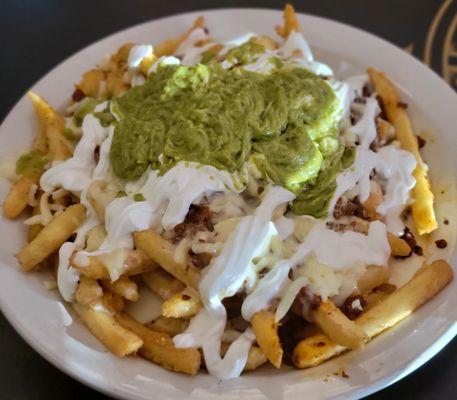 "Chorifries" with added Guacamole & Sour Cream