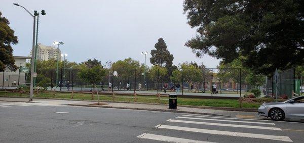 Outdoor Basketball and tennis courts.