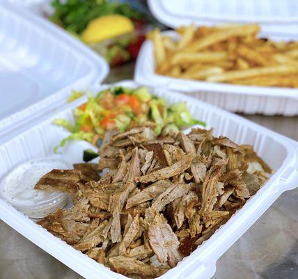 COVID OUTDOOR DINING: Lamb-Beef Gyros w/ salad, rice, pita | $14.95