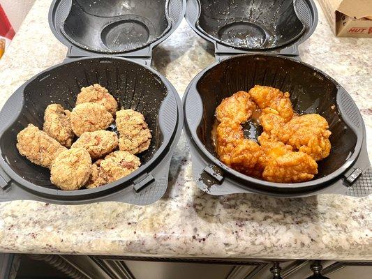 Boneless wings, Lemon Pepper & Buffalo Medium sauce.