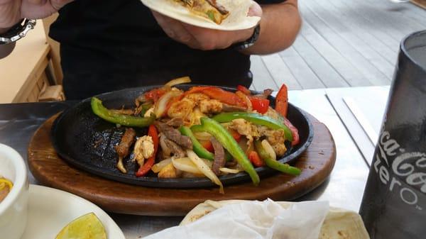 Steak and chicken fajitas.