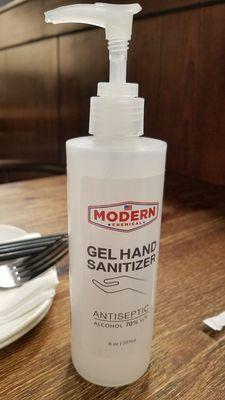 Hand sanitiser for the table