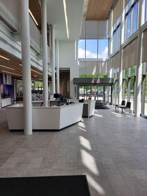 First floor looking towards the parking lot.  Lots of help desks available