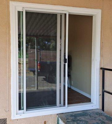 Outside view after patio door retro fit install