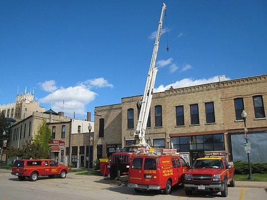 Commercial Department Utilizing a Crane for Installation