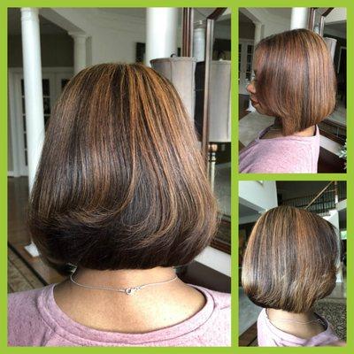 Classic Bob Cut with Caramel Highlights