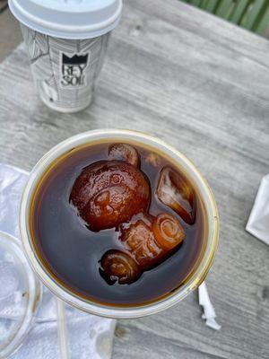 Cold brew with coffee bear ice cube