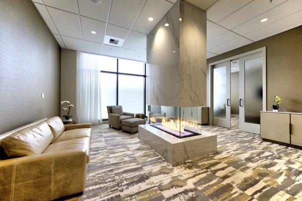 Take a break by the fire in our Executive Locker Rooms.