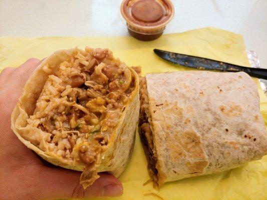 Chicken + steak "Naco burrito"