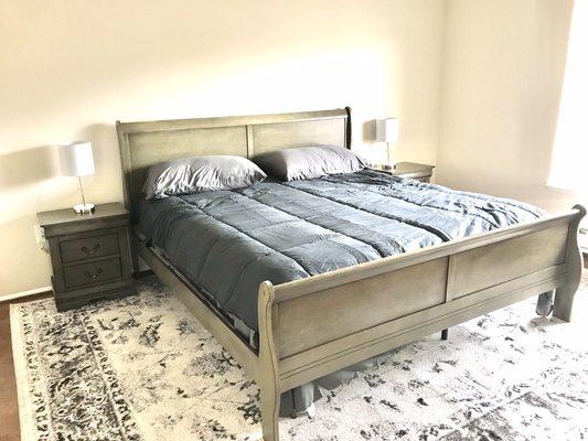 King Sleigh Bed with Night Stands