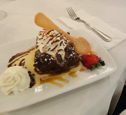 Chocolate peanut butter bread pudding. Delicious!