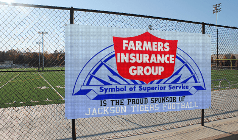 Vinyl Mesh Printed Banner. Outdoor durable mesh banners for sports teams and construction sites.