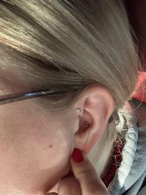 Forward Helix and Conch piercing