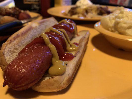 Hot dog with ketchup and mustard