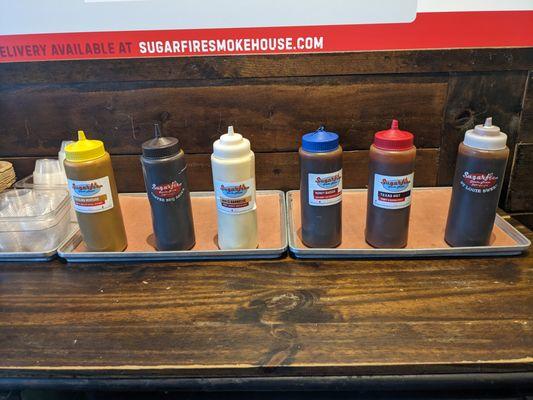 Sauces at the sauce bar