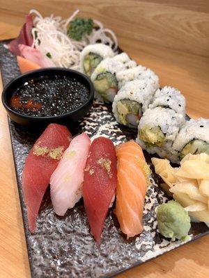 Sushi and sashimi platter.