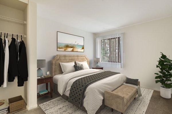 1 bed floor plan bedroom space