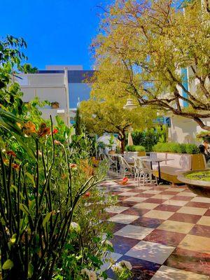 Outdoor enclosed patio for hotel and restaurant seating