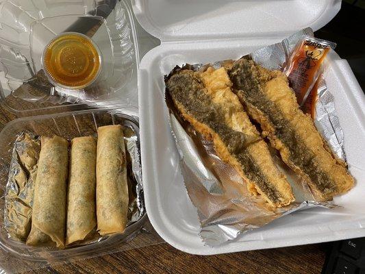 Soul Spring Roll (Collard Greens) - 3 & fried fish