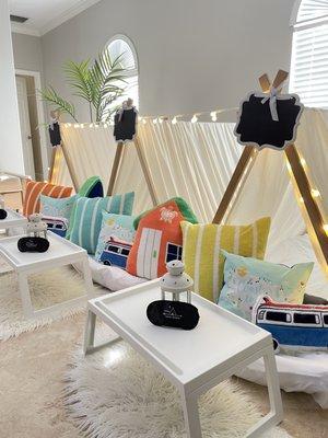 Custom beach themed tent party