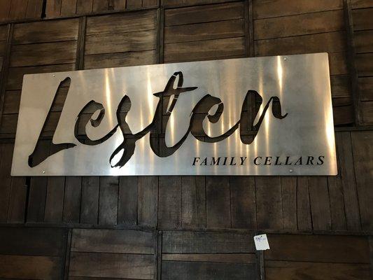 Inside tasting room signage.