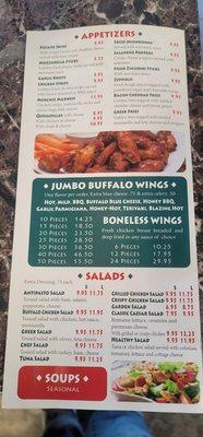 Wings  and salads