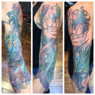 Kissing Mermaids Portland Tattoo