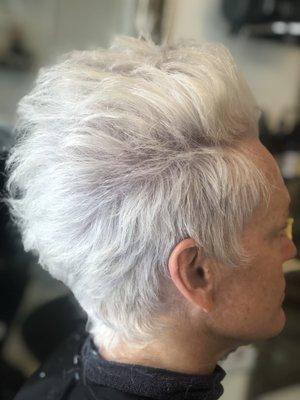 Global bleach and tone with pompadour by Ashley