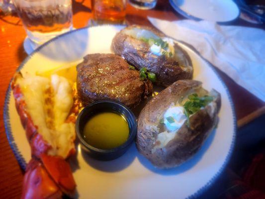 Steak & Lobster ( we shared, so each got a potato)