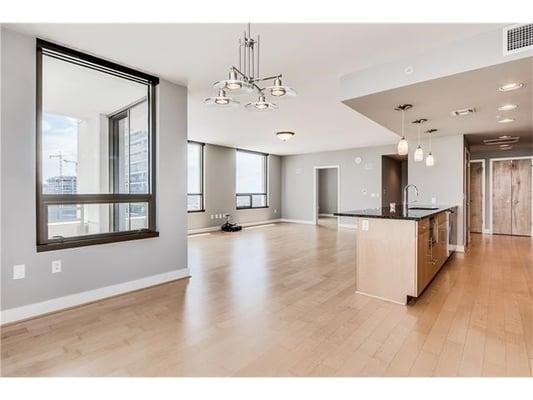 Wood Floor Installation in new condos located at 300 Bowie Street in Austin