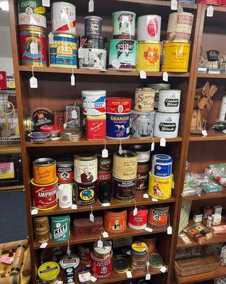 Tons of tobacco and coffee tins