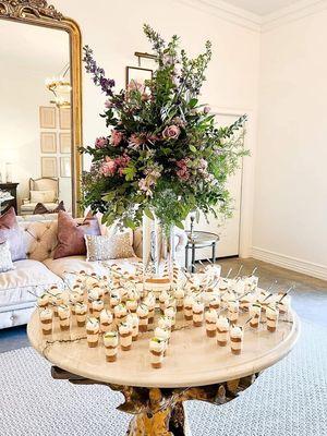 Flowers, dessert table