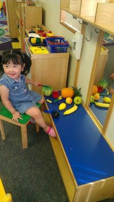 Preparing fruit salad for Mommy!