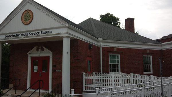 Manchester Youth Service Bureau Building at Linden Street in Manchester, Connecticut (Photo was taken on July 29, 2021)