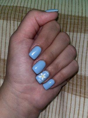 Gel mani with design.