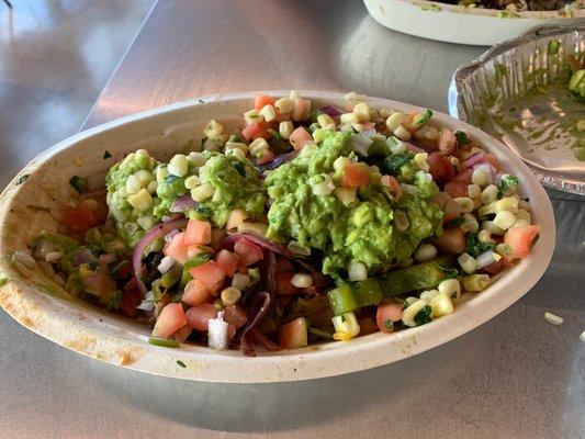 The Veg Bowl with fresh guacamole.