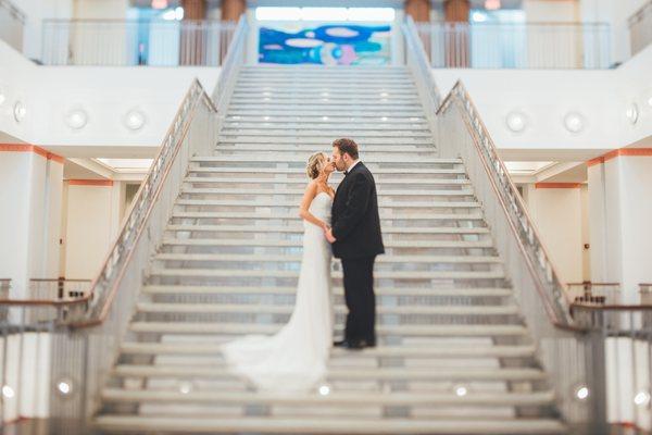 The grand staircase in the Main Library is the perfect setting for couple pictures.