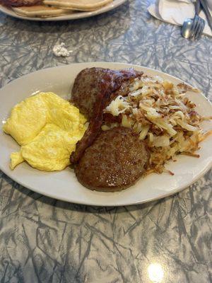 2x2x2x2 all for $8.99 and it comes with a side of toast or pancakes. Great price, great taste and the best of all was the great service!