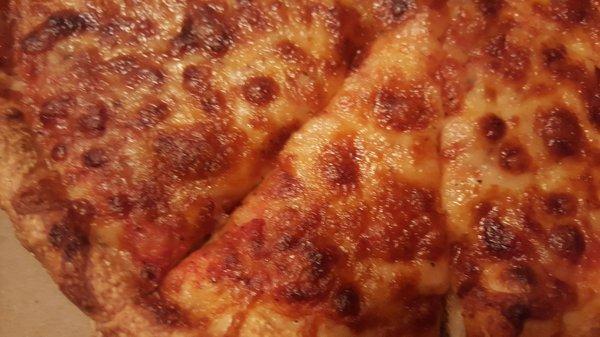 Burnt pizza cheese