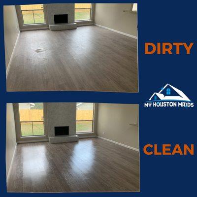 We handle floors. Just look at the difference. Book your cleaning with My Houston Maids.