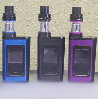 SMOK'S new 220 watt Carbon Fiber Majesty Mod, with SMOK's newer X-Baby Tank.