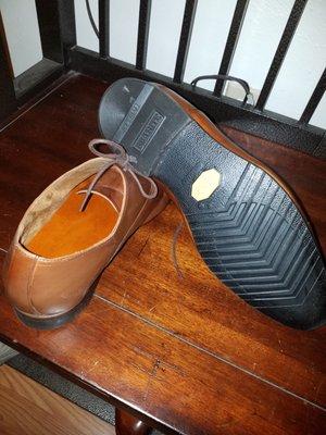 After photo of shoes- sole, instep, and polished.