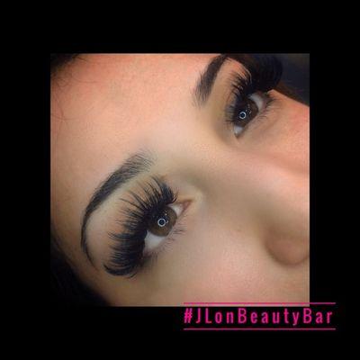 Mega volume lash extensions wispy look