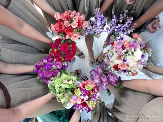 You are unique and beautiful; your wedding flowers should be, too! These bridal party bouquets feature elements of the bride's.