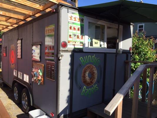 Bundy's Bagels food truck 1/2 block north of SE Hawthorne (behind the Hazel Room)